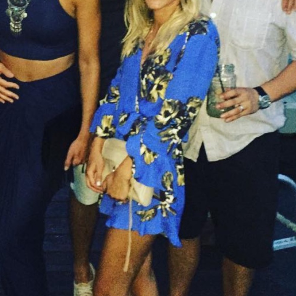 Free People Floral Blue Romper XS